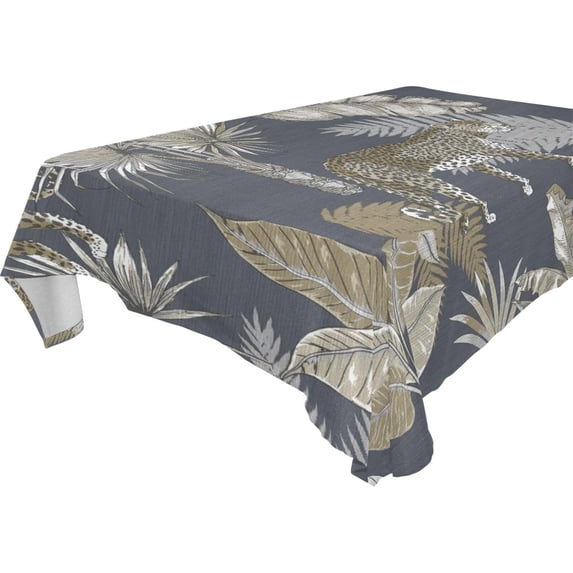 Tropical Palm Leaves Rectangle Tablecloth, Dust Proof Anti Wrinkle Wipeable Table Cloth Tabletop for of Dinner Kitchen Wedding Holiday Party 54"x72" Home Decor