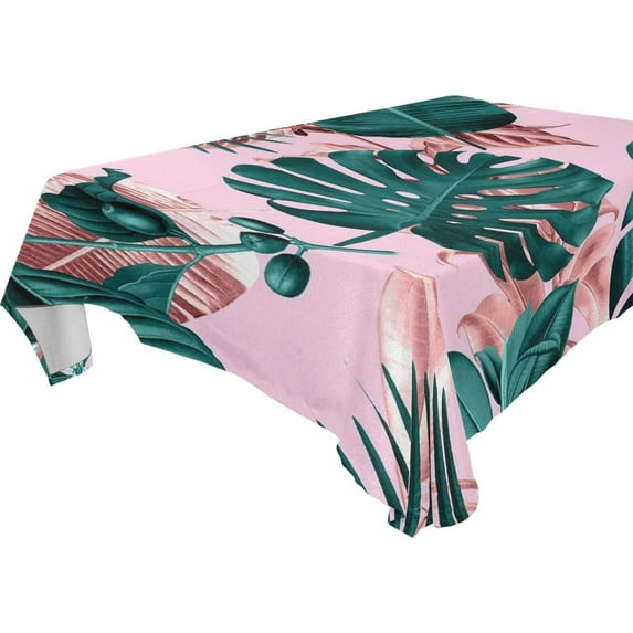 Tropical Palm Leaves Rectangle Tablecloth, Dust Proof Anti Wrinkle Wipeable Table Cloth Tabletop for of Dinner Kitchen Wedding Holiday Party 54"x72" Home Decor