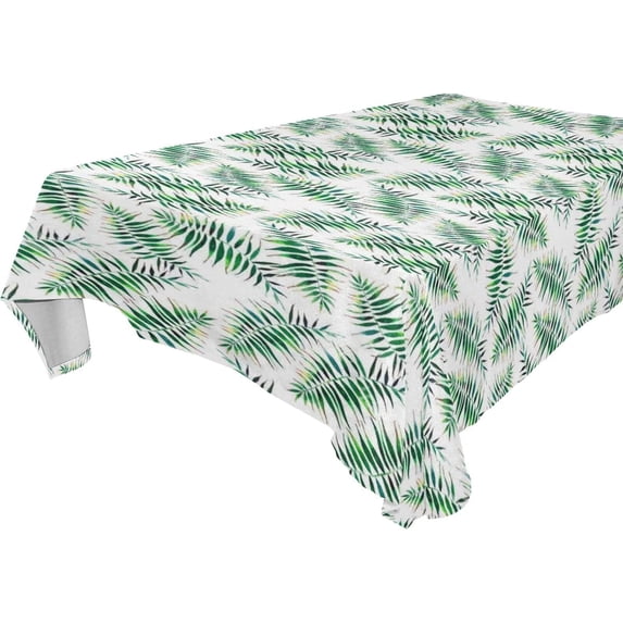 Tropical Palm Leaves Rectangle Tablecloth, Dust Proof Anti Wrinkle Wipeable Table Cloth Tabletop for of Dinner Kitchen Wedding Holiday Party 60"x108" Home Decor