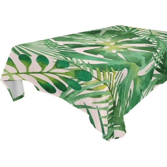 Tropical Palm Leaves Rectangle Tablecloth, Dust Proof Anti Wrinkle Wipeable Table Cloth Tabletop for of Dinner Kitchen Wedding Holiday Party 60"x108" Home Decor