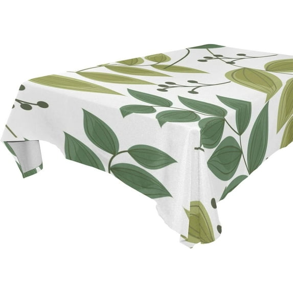 Tropical Palm Leaves Rectangle Tablecloth, Dust Proof Anti Wrinkle Wipeable Table Cloth Tabletop for of Dinner Kitchen Wedding Holiday Party 60"x60" Home Decor