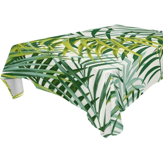 Tropical Palm Leaves Rectangle Tablecloth, Dust Proof Anti Wrinkle Wipeable Table Cloth Tabletop for of Dinner Kitchen Wedding Holiday Party 60"x90" Home Decor