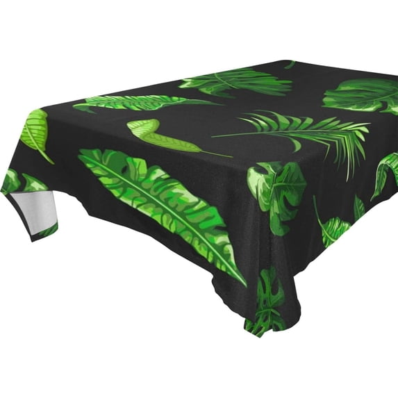 Tropical Palm Leaves Rectangle Tablecloth, Dust Proof Anti Wrinkle Wipeable Table Cloth Tabletop foration of Dinner Kitchen Wedding Holiday Party 54"x54" Decor Gift