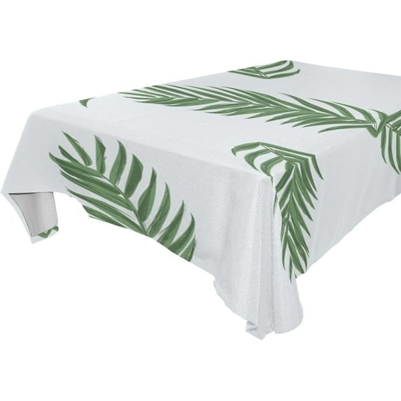 Tropical Palm Leaves Rectangle Tablecloth, Dust Proof Anti Wrinkle Wipeable Table Cloth Tabletop foration of Dinner Kitchen Wedding Holiday Party 54"x54" Decor Gift