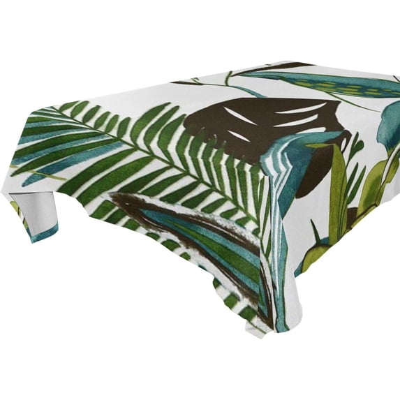 Tropical Palm Leaves Rectangle Tablecloth, Dust Proof Anti Wrinkle Wipeable Table Cloth Tabletop foration of Dinner Kitchen Wedding Holiday Party 60"x108" Decor Gift
