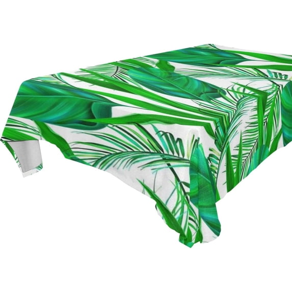 Tropical Palm Leaves Rectangle Tablecloth, Dust Proof Anti Wrinkle Wipeable Table Cloth Tabletop foration of Dinner Kitchen Wedding Holiday Party 60"x108" Decor Gift