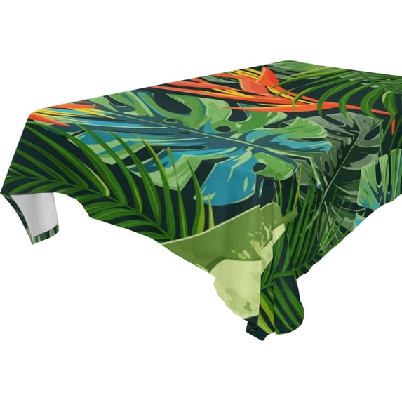Tropical Palm Leaves Rectangle Tablecloth, Dust Proof Anti Wrinkle Wipeable Table Cloth Tabletop foration of Dinner Kitchen Wedding Holiday Party 60"x120" Decor Gift
