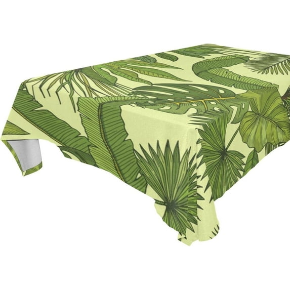 Tropical Palm Leaves Rectangle Tablecloth, Dust Proof Anti Wrinkle Wipeable Table Cloth Tabletop foration of Dinner Kitchen Wedding Holiday Party 60"x60" Decor Gift