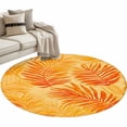 thumbnail image 1 of Tropical Palm Leaves Round Area&nbsp;Rug 3.3ft Orange Leaf Abstract Plant Watercolor Non-Slip&nbsp;Washable Circle Rugs Soft Felt Indoor Floor Mat for Bedroom Kitchen Living Room Bathroom, 1 of 9