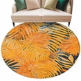 thumbnail image 1 of Tropical Palm Leaves Round Area&nbsp;Rug 5ft Yellow Leaf Abstract Plant Non-Slip&nbsp;Washable Circle Rugs Soft Felt Indoor Floor Mat for Bedroom Kitchen Living Room Bathroom, 1 of 9