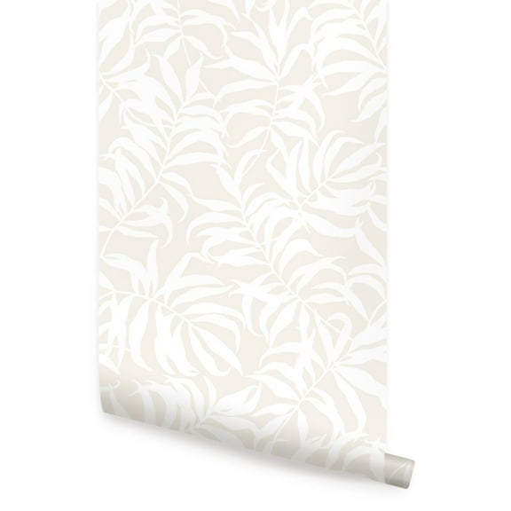 Tropical Palm Leaves Solid Peel and Stick Wallpaper