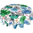 thumbnail image 1 of Tropical Palm Leaves Tablecloth Round 60 Inch Summer Flora Tablecloth Washable Blue Green Banana Leaf Table Cloth for Kitchen Dinner Room Holiday Picnic Party Camping Patio Indoor Outdoor Home Decor, 1 of 6