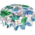 thumbnail image 1 of Tropical Palm Leaves Tablecloth Round 60 Inch Summer Flora Tablecloth Washable Blue Green Banana Leaf Table Cloth for Kitchen Dinner Room Holiday Picnic Party Camping Patio Indoor Outdoor Home Decor, 1 of 6