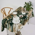 thumbnail image 1 of Tropical Palm Leaves Tablecloth, Summer Hawaii Golden Green Tropical Leaves Botanical Table Cover Indoor Outdoor Home Kitchen Dinning Table Decor 55x55in, 1 of 6