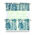 thumbnail image 1 of Tropical Palm Leaves and Island Flowers Kitchen Curtains 3 Piece Set, 27.5x24 Inch Polyester Window Valance and Tiers for Seaside Inspired Homes, 1 of 6