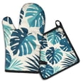 thumbnail image 1 of Tropical Palm Leaves in Hawaii Kitchen Oven Mitt and Pot Holder Sets 2 Pcs for Baking, Cooking and Grilling, Heat Resistant Up To 392 °F, 1 of 7