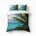 thumbnail image 1 of Tropical Palm Ocean View Bedding Set 3 Pcs Soft Microfiber Quilt Cover For Bedroom Decor, Comforter Cover With 2 Pillowcase, 1 of 5
