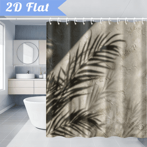 Tropical Palm Shadow Shower Curtain Palm Leaf Waterproof Fabric Shower Curtain for Boho Bathroom 71x71Inch with Hooks
