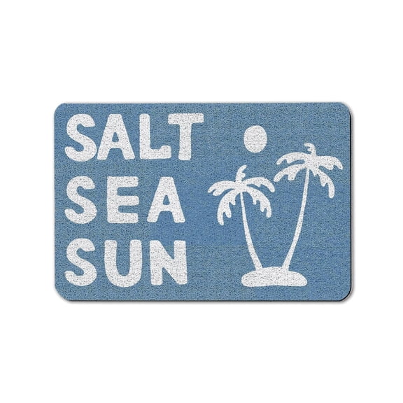 Tropical Palm Sun Sea Bathroom Rug 20"x32", Machine Washable Non Slip Mat for Patio & Shower Floor