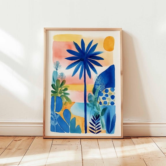 Tropical Palm Sunset Beach Coastal Wall Poster UNFRAMED PAPER POSTER, Home Decor