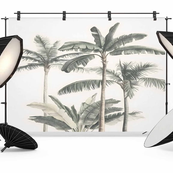 Tropical Palm Tree Backdrop for Photoshoot, Photography Photo Studio Background Wall Backdrop, Summer Beach Botanical Back Drop Banner Panel for Portraits Wedding Party Live Streaming Decor 10x8Ft
