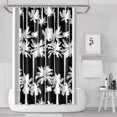 thumbnail image 1 of Tropical Palm Tree Bathroom Curtain 72x72, Vibrant Hawaii Sunset Design, Quick-Dry Polyester with Hooks for Modern Homes, 1 of 5