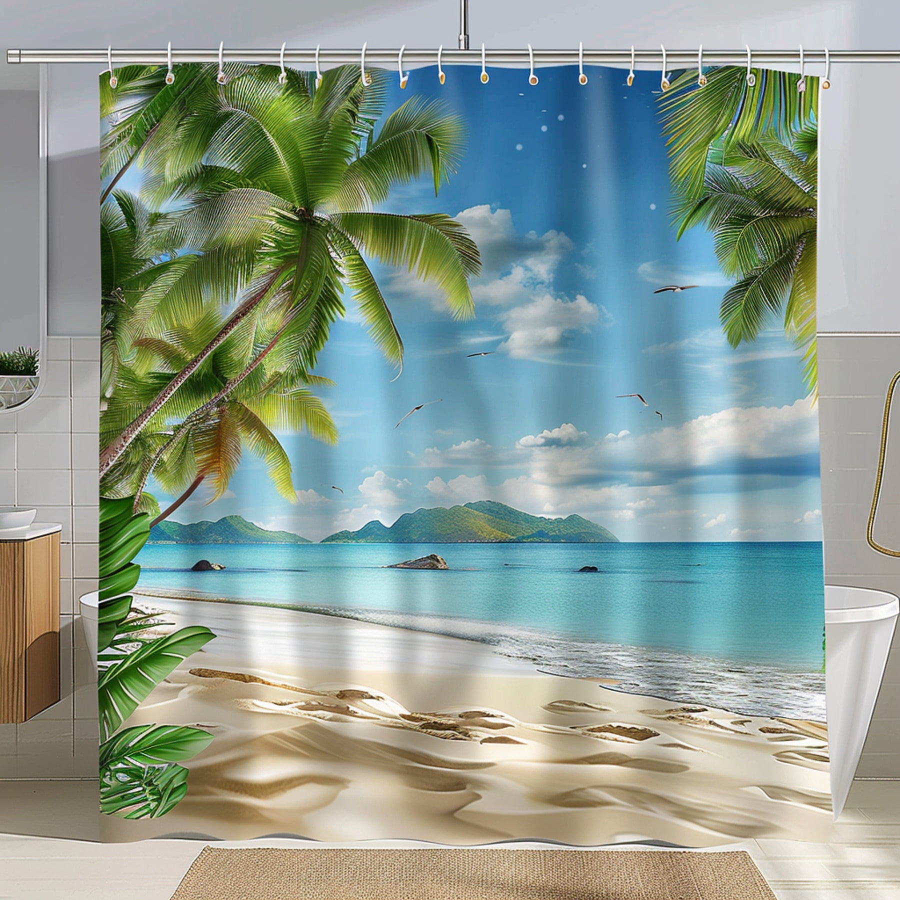  Tropical Palm Tree Beach Shower Curtain Bring the Serenity of Nature