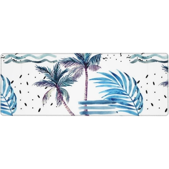 Tropical Palm Tree Blue Large Mouse Pad Desk Mat Non-Slip Keyboard Pad 31.5x11.8 Inch Extended Gaming Mouse Mat