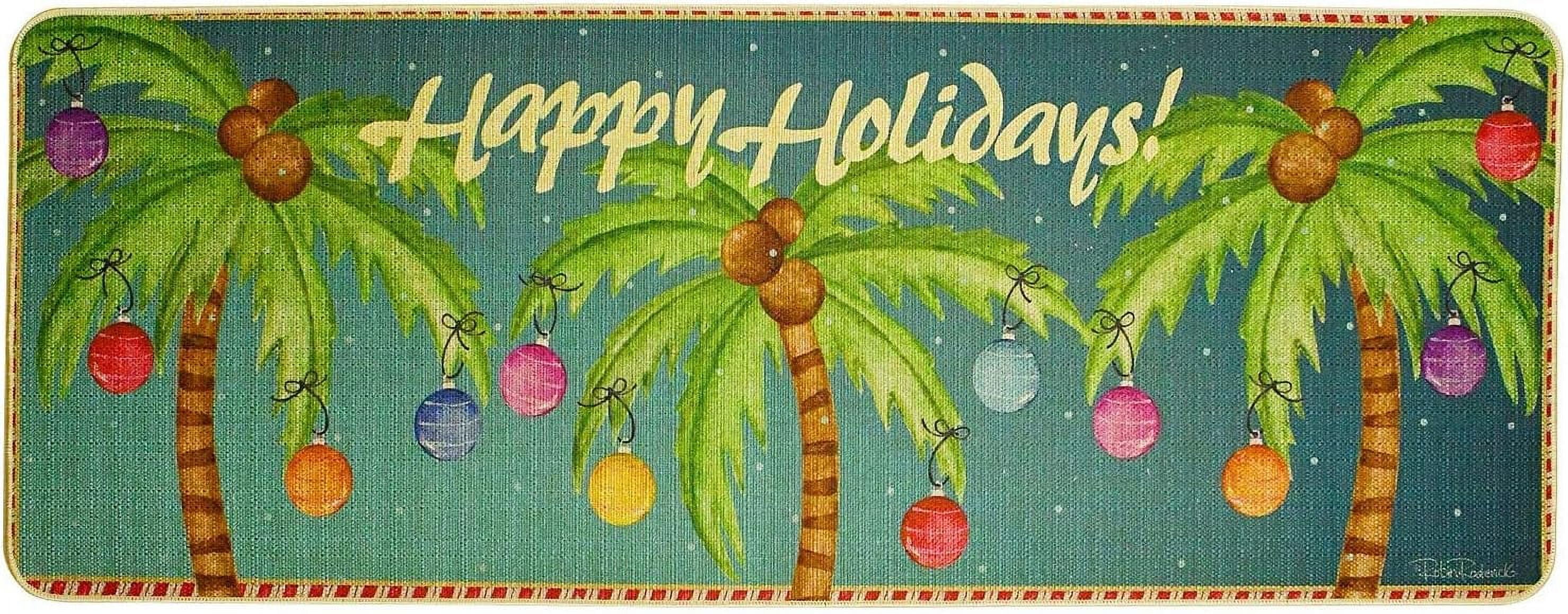 Tropical Palm Tree Christmas Holiday Door Mats For Front Door Extra