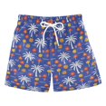 thumbnail image 1 of Tropical Palm Tree Flower Pattern Swim Trunks Quick Dry Beach Pool Board Shorts Lightweight Stylish Print Sizes 2T to XL, 1 of 8