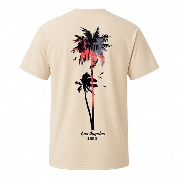 Tropical Palm Tree Graphic Tee, Men's Crew Neck Short Sleeve Cotton T-Shirt, Casual Summer Streetwear, Sizes S-4XL