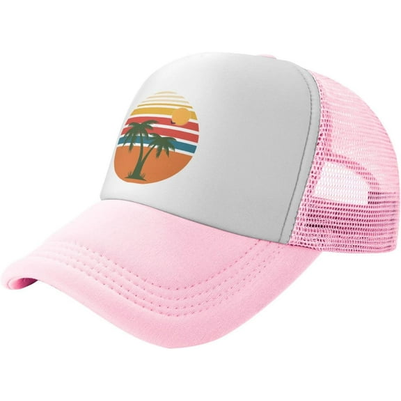 Tropical Palm Tree Hat Mesh Cap for Men Women, Adjustable Trucker Hat Baseball Cap