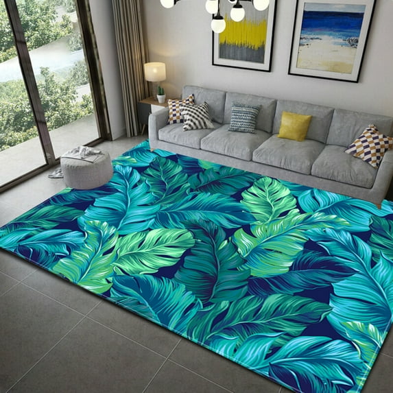 Tropical Palm Tree Leaf Jungle Rugs Non Slip Area Rug For Living Dining Room Bedroom Kitchen Hallway Modern Home Decorative Carpet 5' x 6'