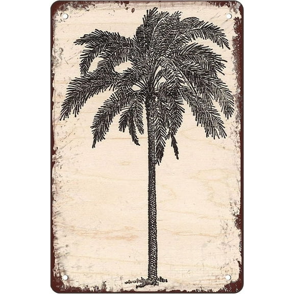 Tropical Palm Tree Metal Tin Sign Wall Art Palm Tree Hanging Decor For Indoor Outdoor Wall Plaque Hanging Artwork Tropical Wall Decor For Home Room Door Patio Yard Decor 8x12 Inch Plaque Tin Sign