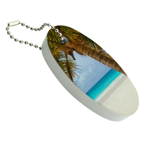 Tropical Palm Tree Ocean Beach Floating Foam Keychain Fishing Boat Buoy Key Float