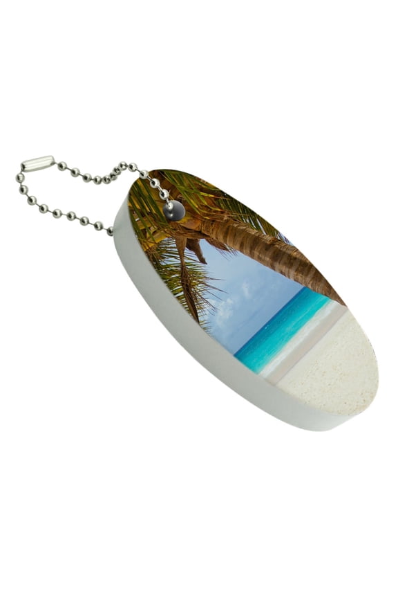 Tropical Palm Tree Ocean Beach Floating Foam Keychain Fishing Boat Buoy Key Float