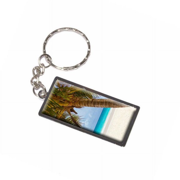 Tropical Palm Tree Ocean Beach Keychain Key Chain Ring