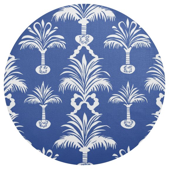 Tropical Palm Tree Pattern in White PVC Round Grid Placemat Table Mat 1 Pc 15.4" x 15.4"