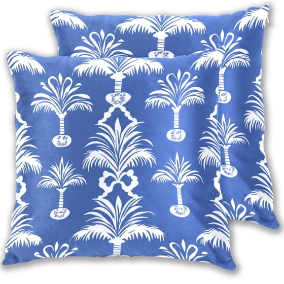 Tropical Palm Tree Pattern in White Throw Pillow Covers Pillowcases 20 x 20 Inch Home Decor 2 Packs for Bedroom Sofa