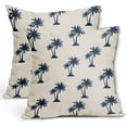 thumbnail image 1 of Tropical Palm Tree Pillow Covers 16x16 Inch Navy Blue Coconut Trees Coastal Plants Decorative Pillow Cases Summer Beach Vintage Cushion Covers Farmhouse Home Decor For Sofa Couch Outdoor Set of 2, 1 of 6