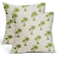 thumbnail image 1 of Tropical Palm Tree Pillow Covers 18x18 Inch Lime Green Coconut Trees Coastal Plants Decorative Pillow Cases Summer Beach Vintage Cushion Covers Farmhouse Home Decor For Sofa Couch Outdoor Set of 2, 1 of 6