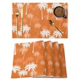 thumbnail image 1 of Tropical Palm Tree Placemats Set of 4 Orange White Plants Coastal Leaf Beach Place Mats Indoor Wipeable Table Mats Washable Cloth Dining Table Placemats for Kitchen Holiday Party Decor 13x19 Inch, 1 of 9