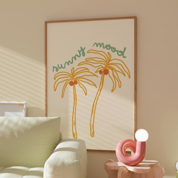 Tropical Palm Tree Print, Retro Preppy Beach Art, Poster Only