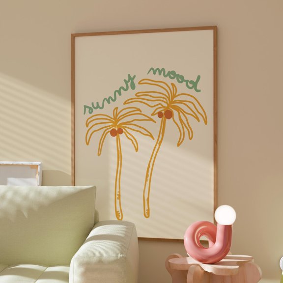 Tropical Palm Tree Retro Preppy Beach Art Poster Unframed Paper Print