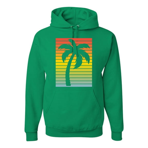 Tropical Palm Tree Silhouette | Mens Pop Culture Hooded Sweatshirt Graphic Hoodie, Kelly, Large