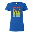 thumbnail image 1 of Tropical Palm Tree Silhouette | Womens Pop Culture Graphic T-Shirt, Royal, Small, 1 of 4