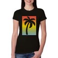 thumbnail image 1 of Tropical Palm Tree Silhouette | Womens Pop Culture Slim Fit Junior Tee, Black, Small, 1 of 4