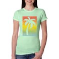 thumbnail image 1 of Tropical Palm Tree Silhouette | Womens Pop Culture Slim Fit Junior Tee, Mint, Small, 1 of 4