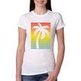 thumbnail image 1 of Tropical Palm Tree Silhouette | Womens Pop Culture Slim Fit Junior Tee, White, Large, 1 of 4