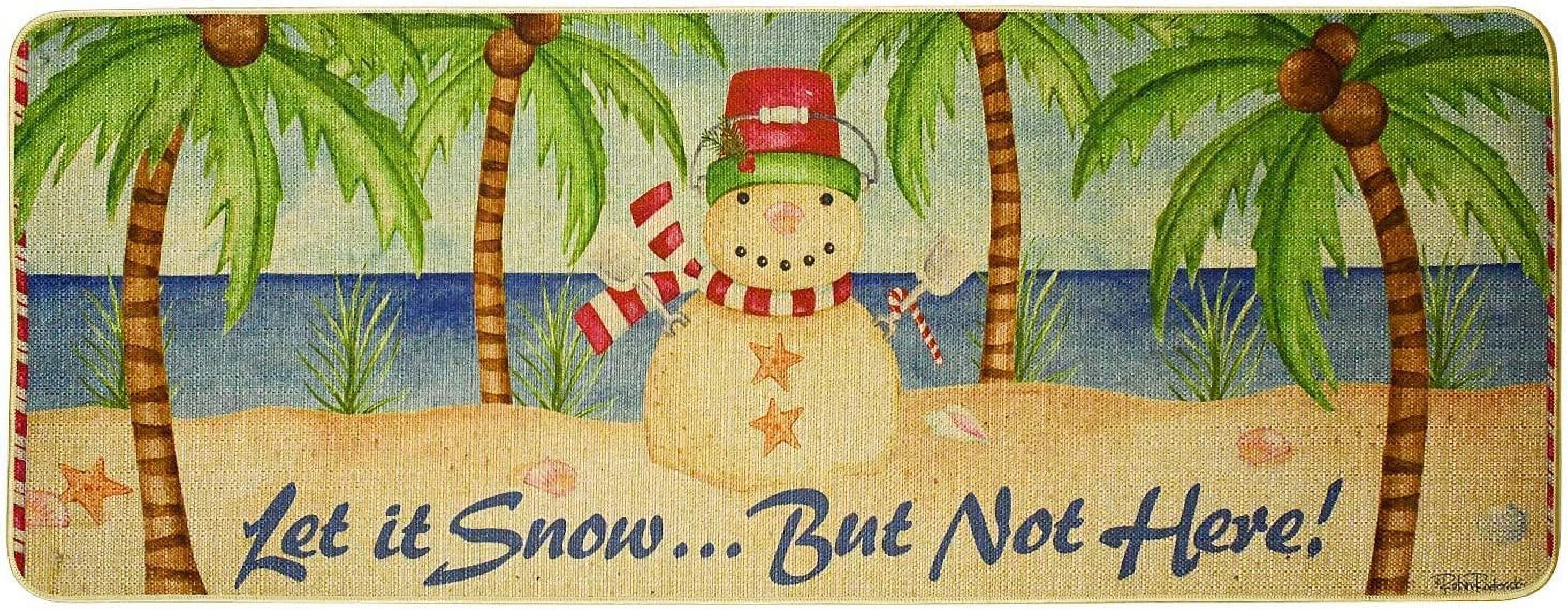 Tropical Palm Tree Snowman Christmas Mats Extra Long Christmas